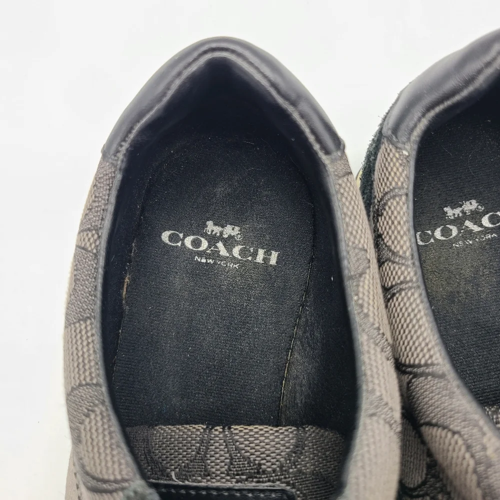 Coach Kelson Signature C Black Gray Suede Leather Sneakers 7